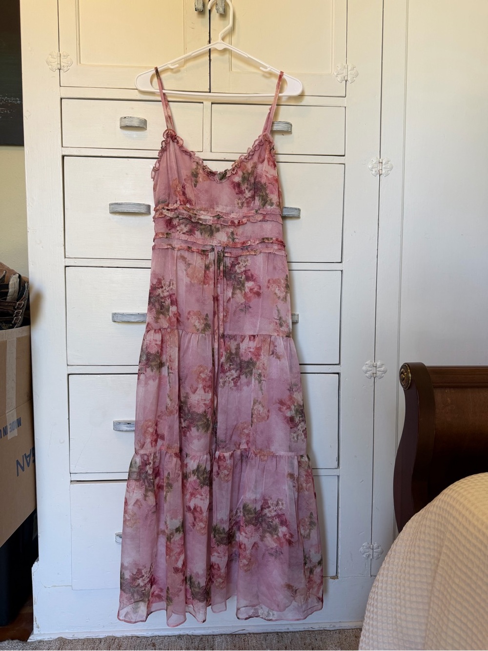 Lulu's Pink Floral Tiered Maxi Dress